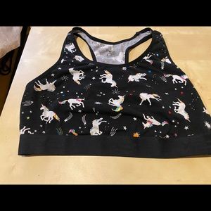 Tomboyx Racerback Soft Bra - Black/Unicorn Print